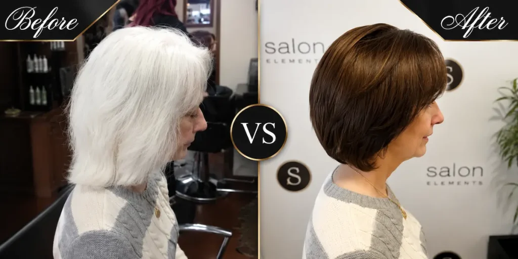 Gray hair coverage transformation at Aurelio Salon & Spa in Howell, NJ