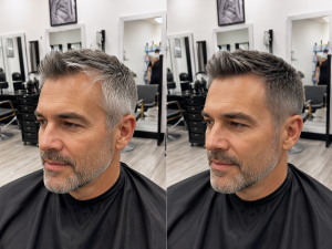 Men’s hair coloring and grey blending at Aurelio Salon & Spa in Howell, NJ